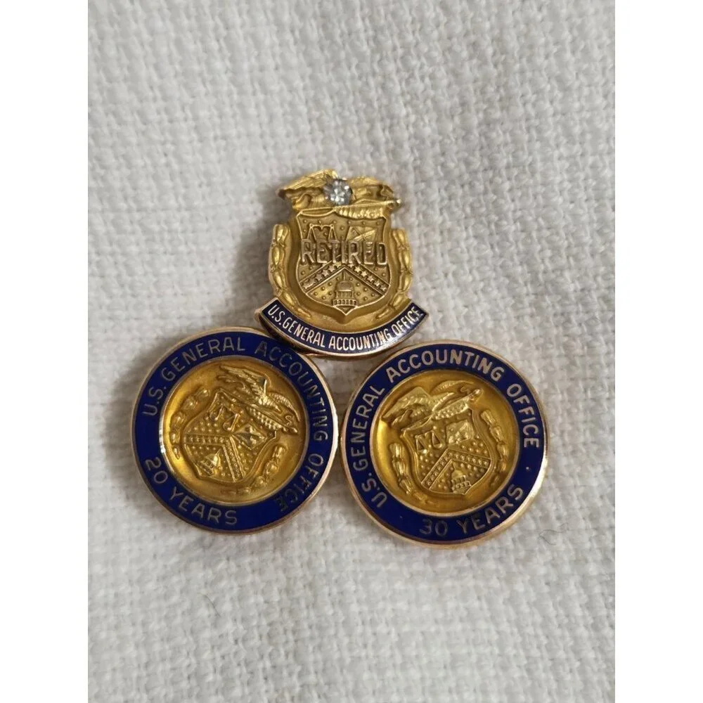 GAO General Accounting Office 10K Gold Career Pin Set 20/30/Retired Diamond 5g
