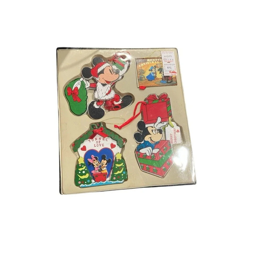 Set of Four‎ Vintage Disney Kurt Adler Santa's World Ornament Mickey Mouse