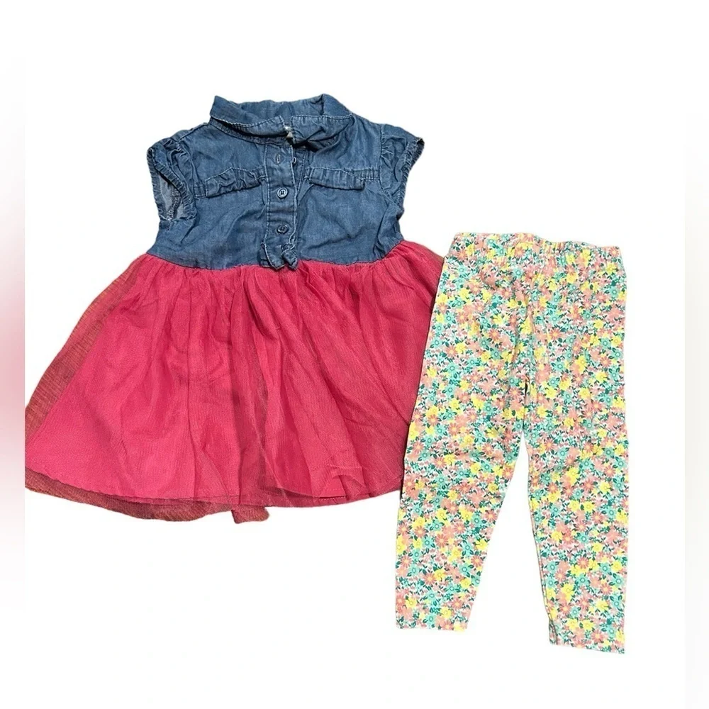 Girls 6-9 month tulle dress and floral leggings