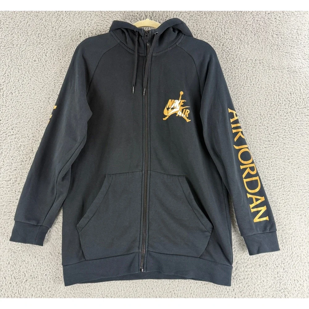 Jordan Jumpman Classics Full Zip Hoodie Mens Medium Black Gold Fleece CK2223-011