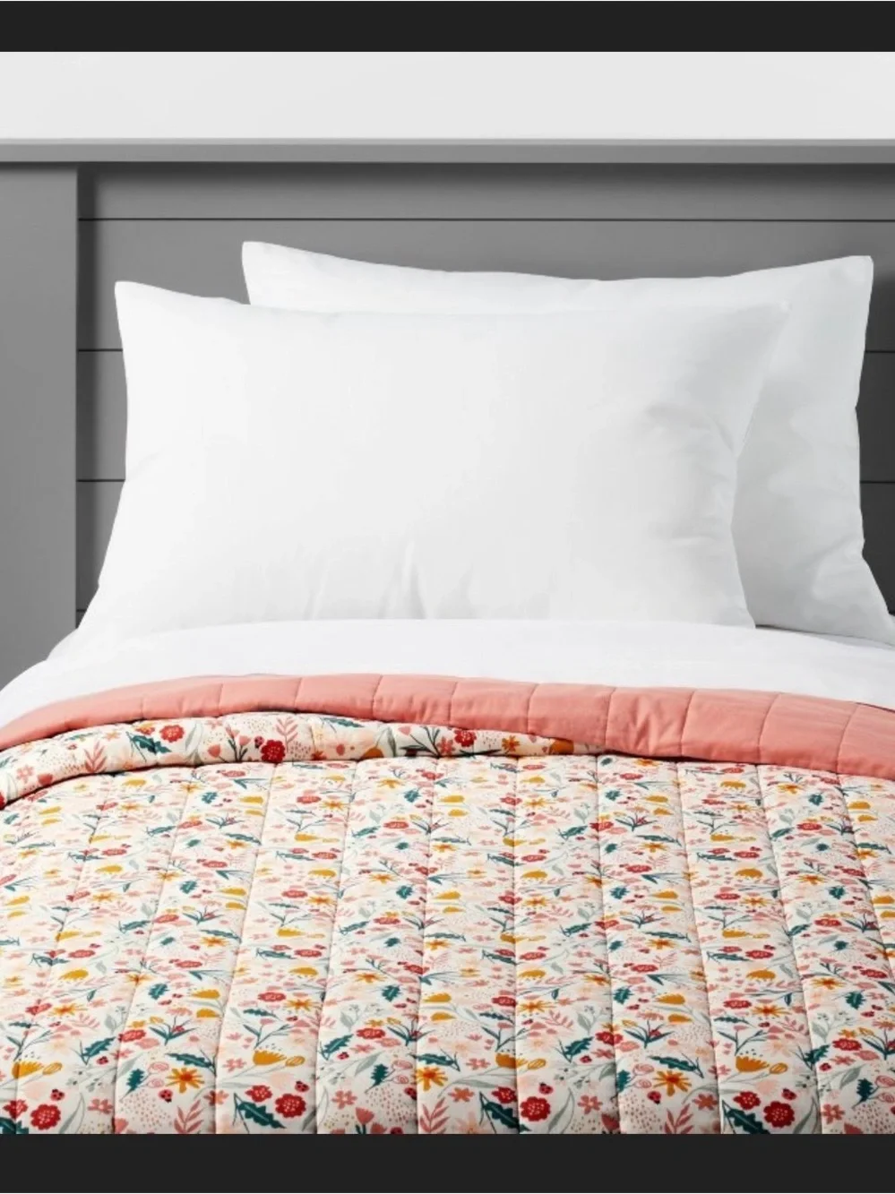 Pillow fort Garden Floral Cotton Quilt And Sham- reversible