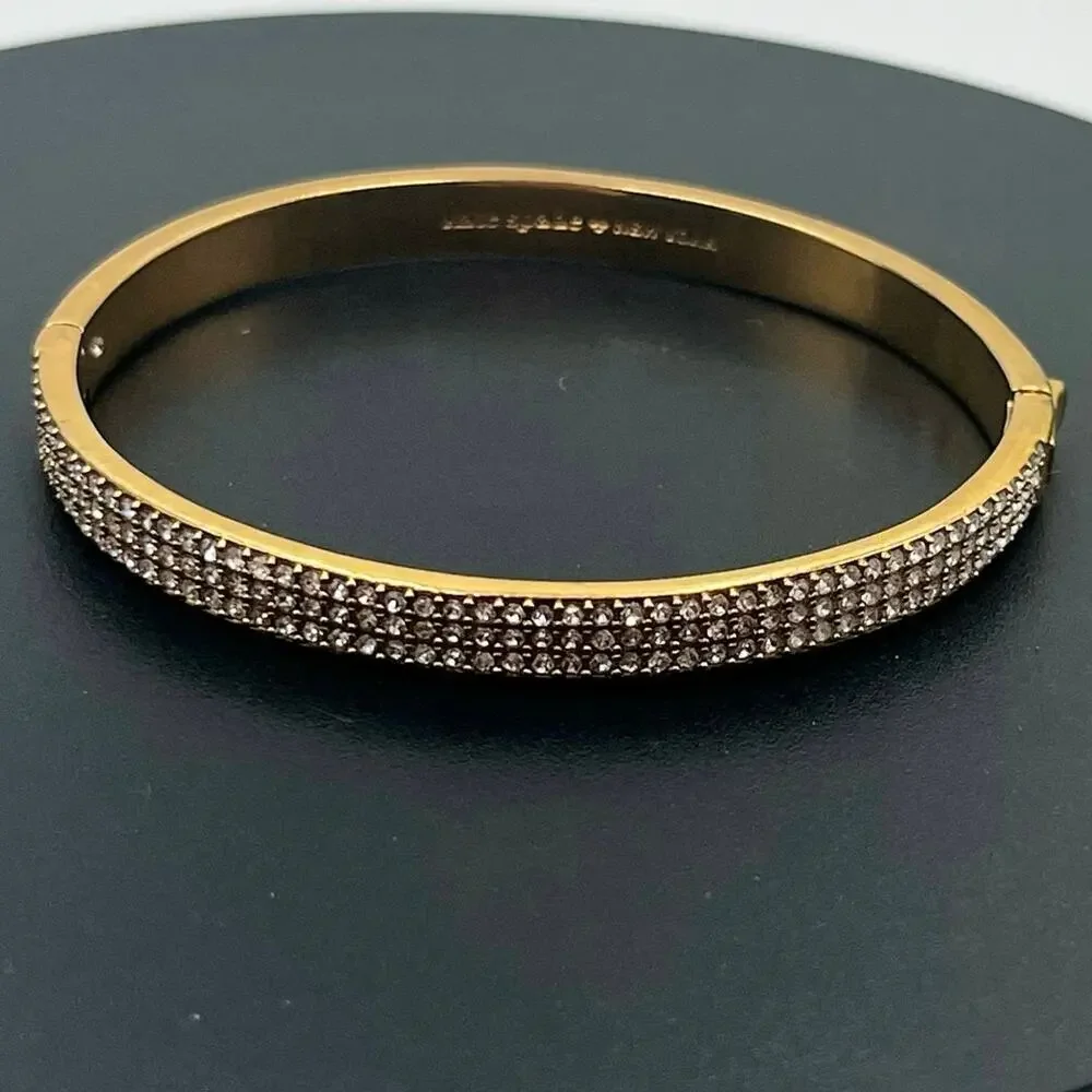 Kate Spade NY Heavy‎ Metals Row Pave Hinged Bangle Bracelet in clear/rose gold