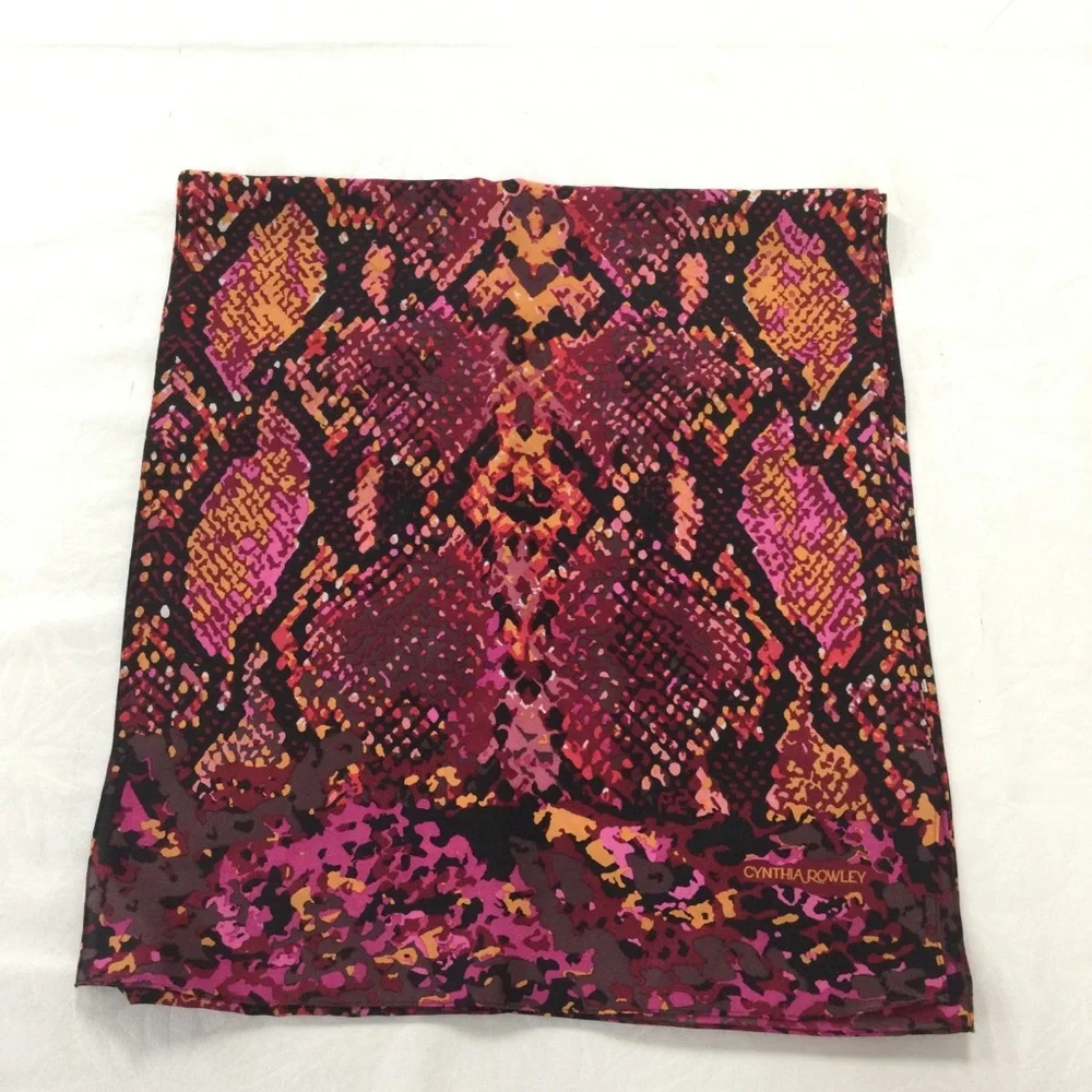 100%silk Cynthia Rowley Pink and Orange Snakeskin Scarf