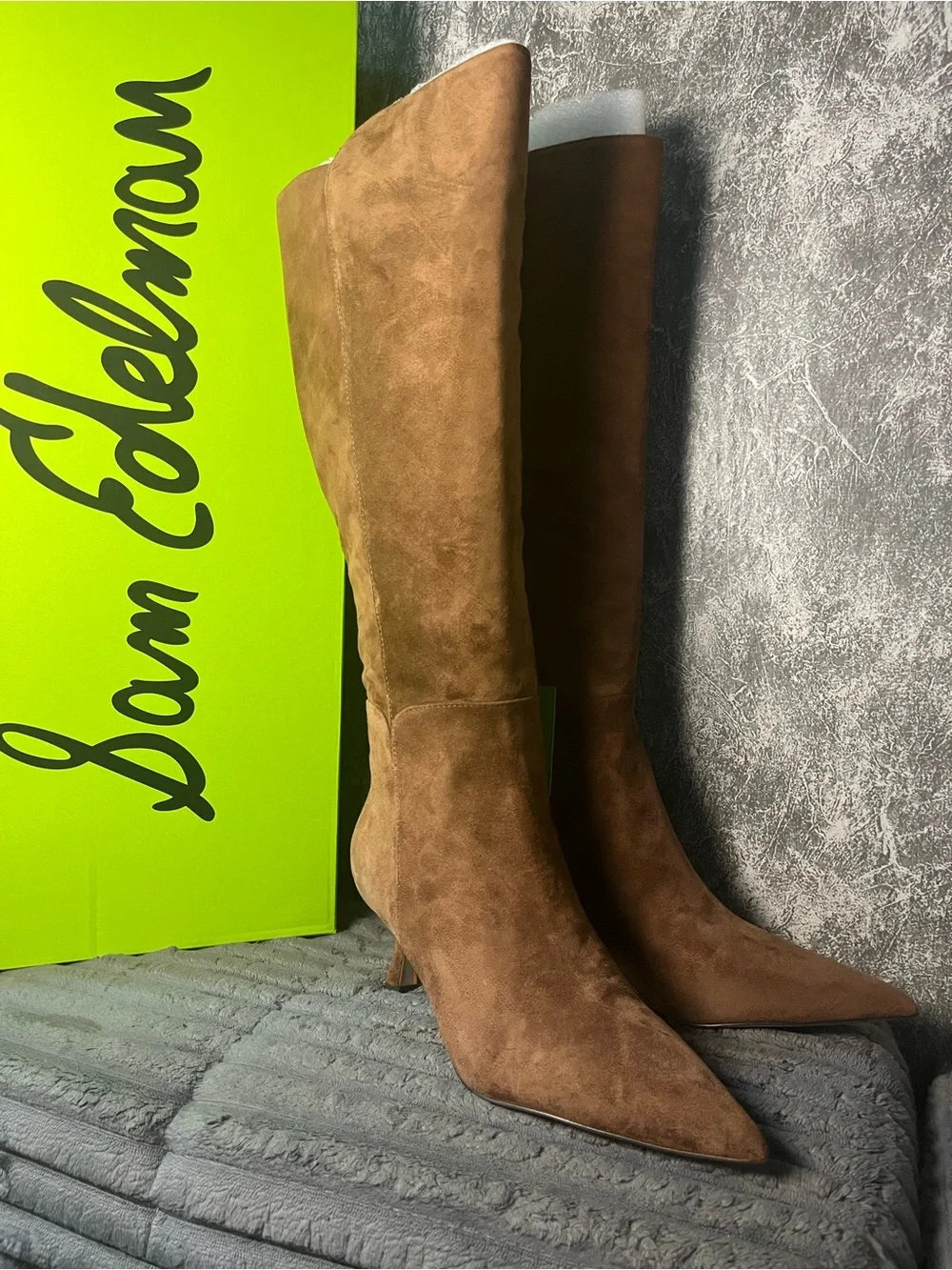 Sam Edelman Brown Suede Knee-High Pointed Toe Boots NEW