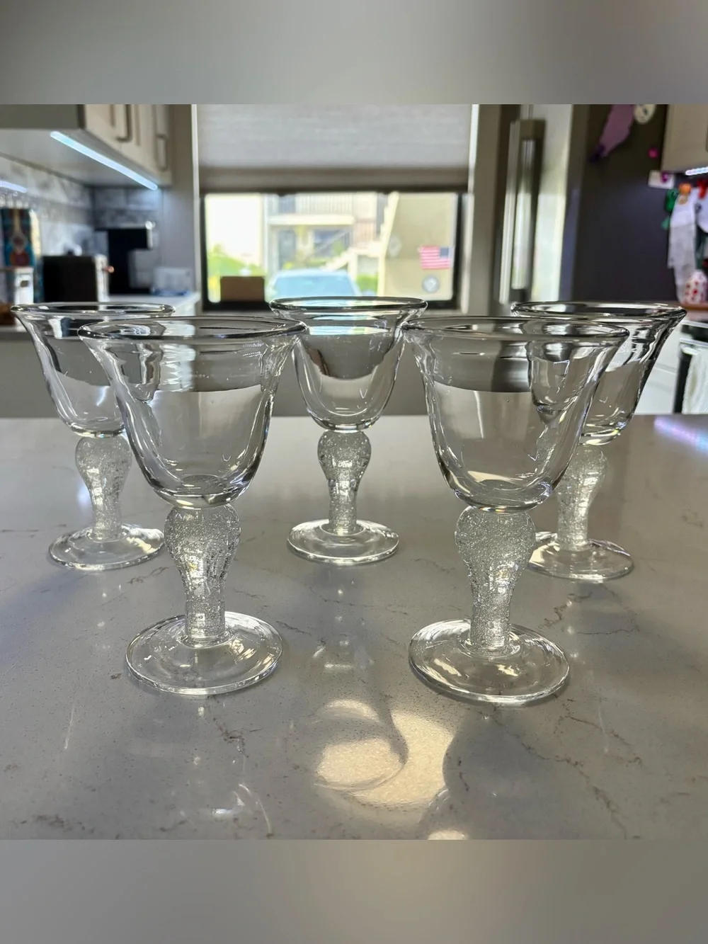 Vintage Artland Iristt Clear Seeded Bubble Glass Goblets - Set of 5