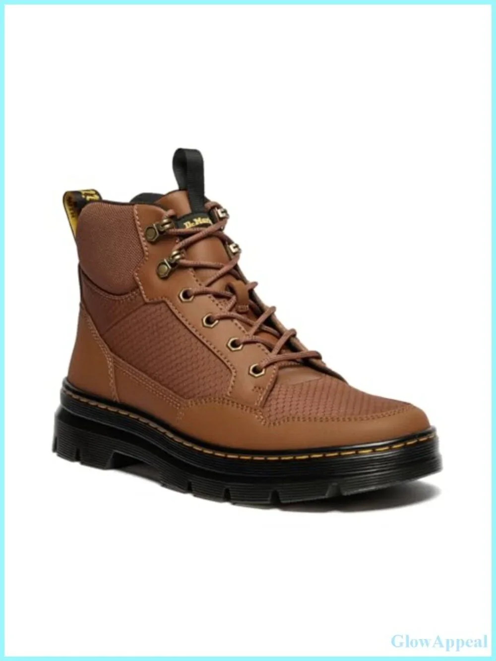 Dr. Martens Rakim Combat Boots Recycled Hexagon Canvas PU Suede Lace-Up Ankle