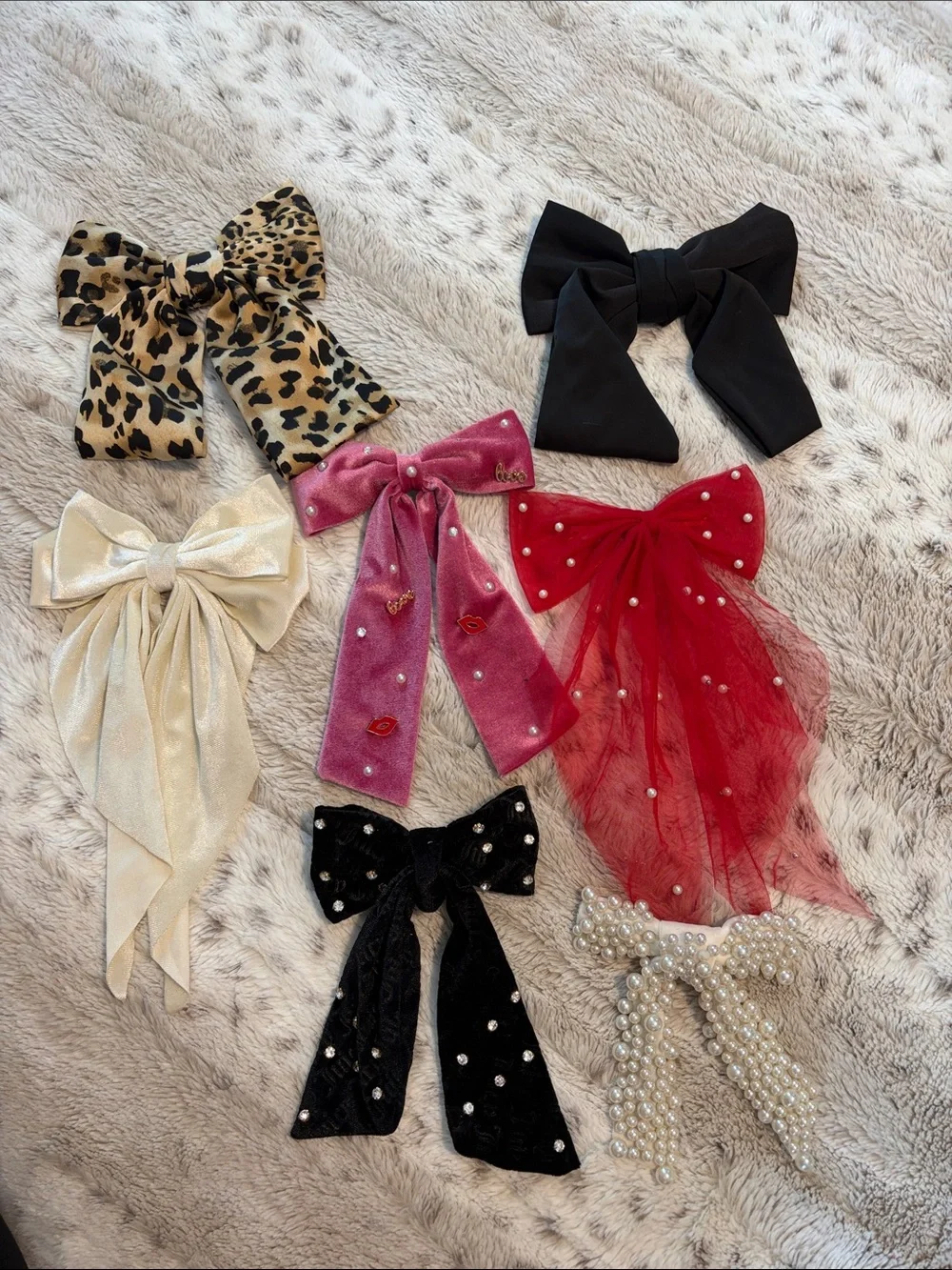 Kids Decorative Hair Bow - Red, Pink, Black, Cream, Leopard, Pearl Options