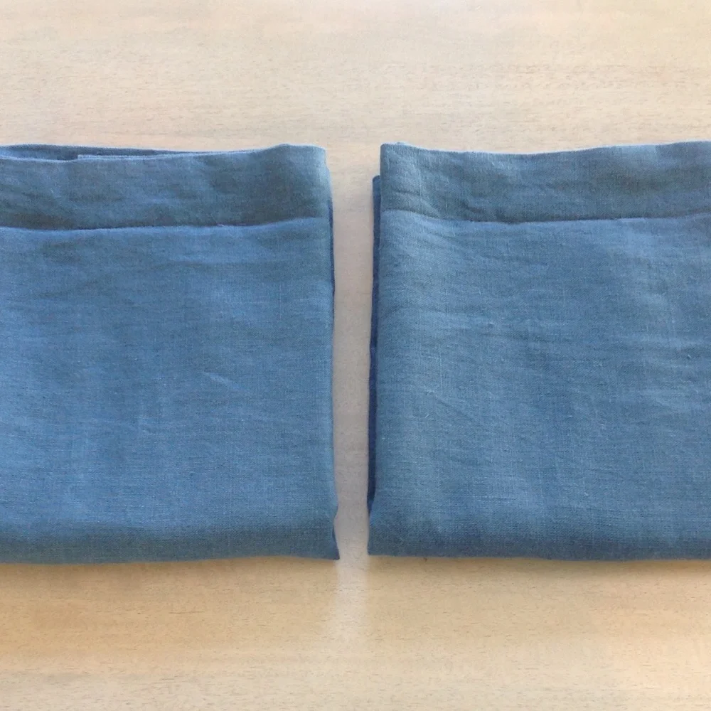 Ralph Lauren Pair of Blue Linen Pillow Shams