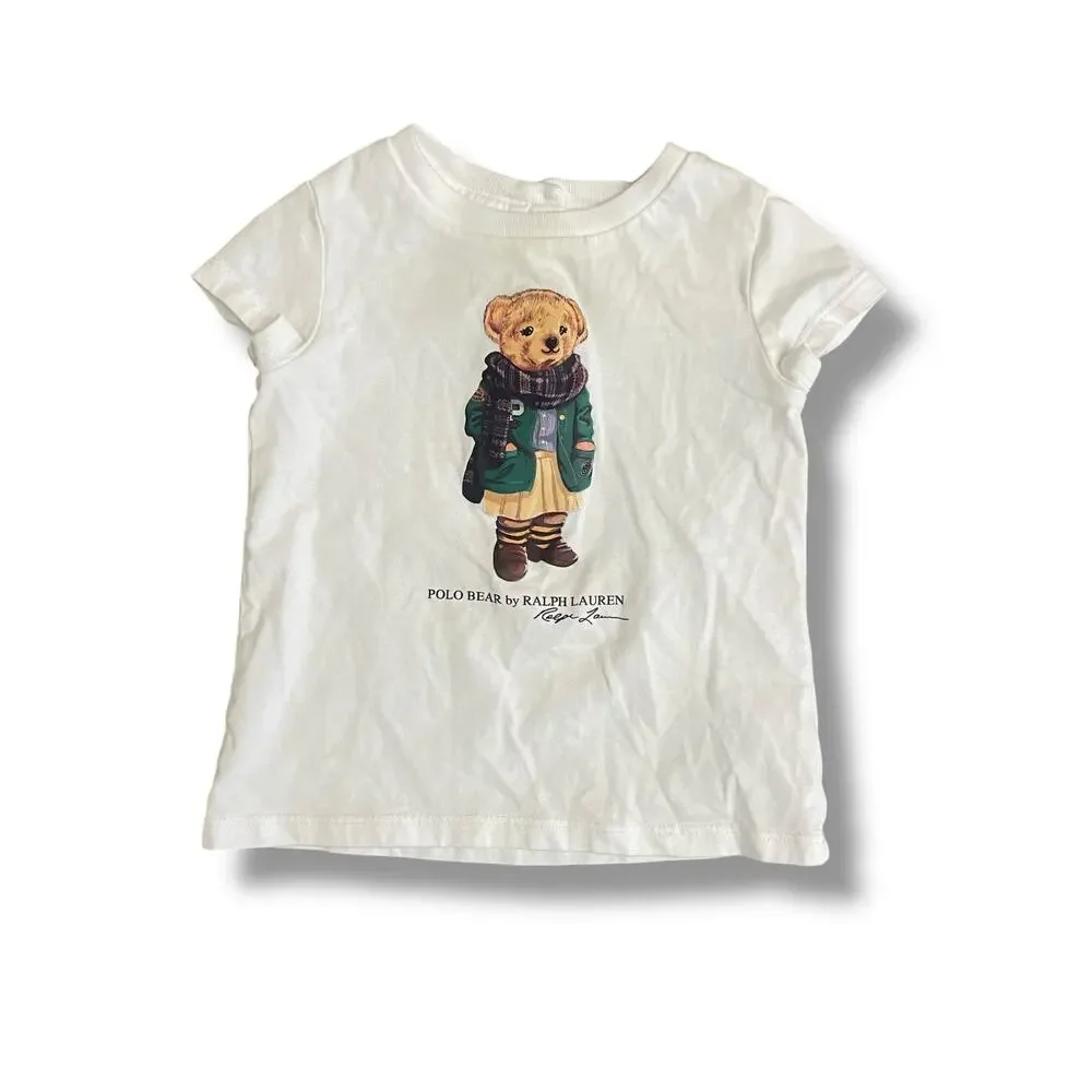 Ralph Lauren Polo Bear Tee 18M White Graphic‎ Toddler Shirt Cotton Preppy