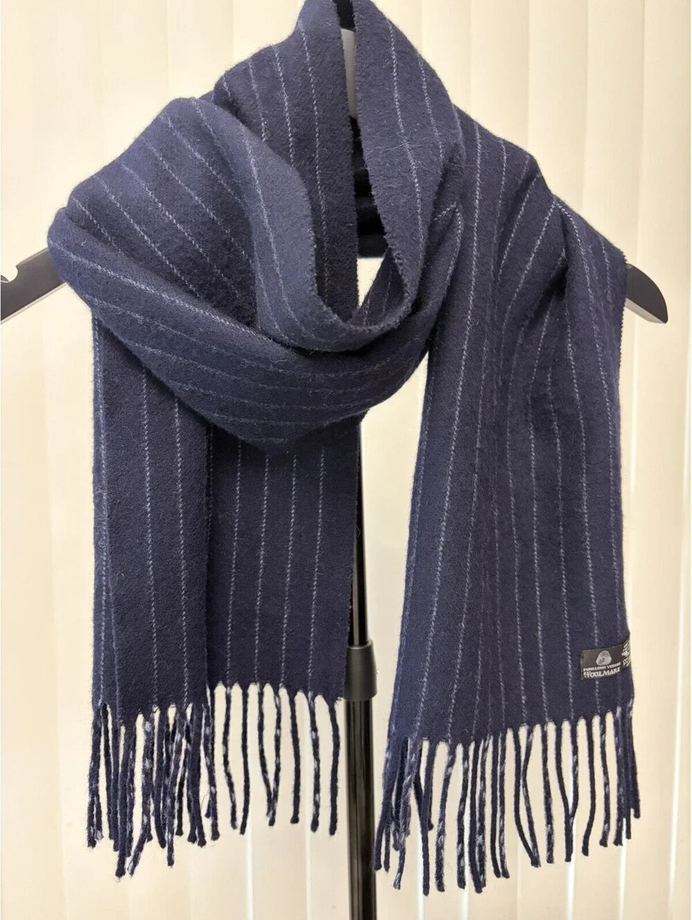 Woolmark Black Stripe Scarf  100% Fine Wool