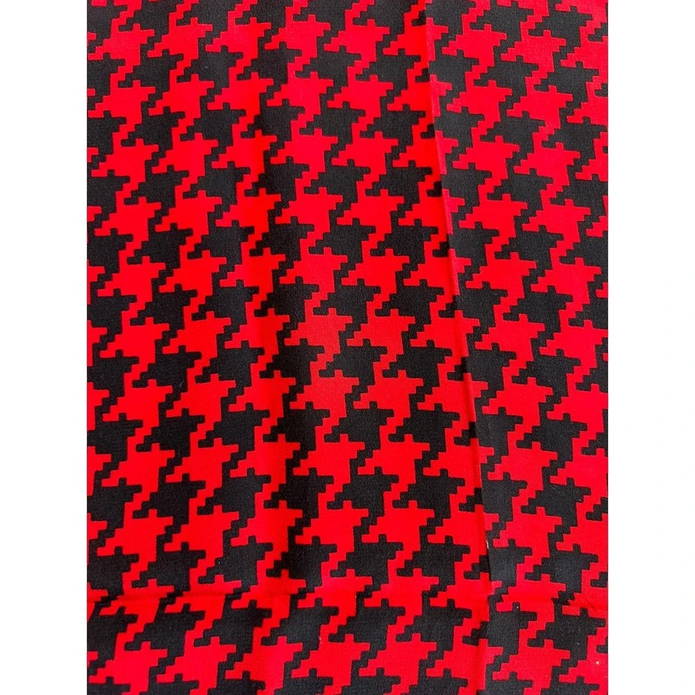 Vintage J G Hook 100% Silk Scarf‎ Red Black LOVE Teddy Bear Houndstooth