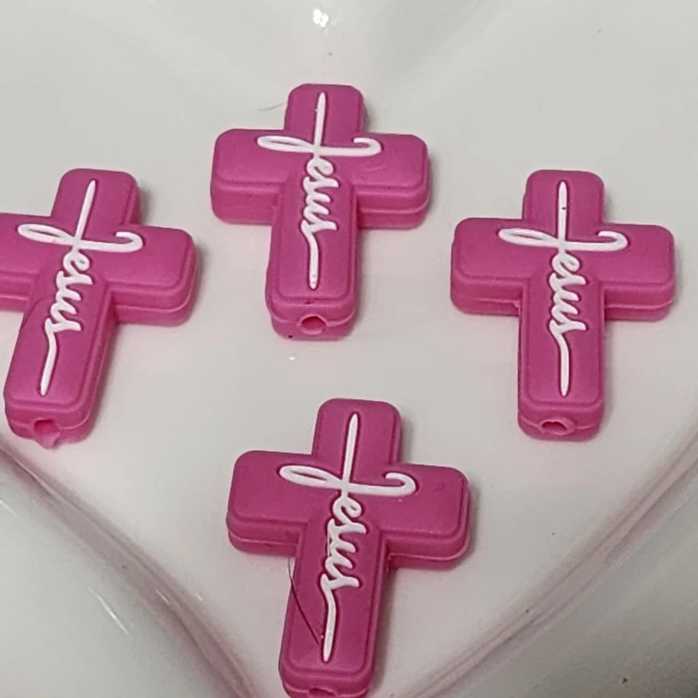 Jesus Cross Beads 2 Pcs Focal Bead Beaded Pen Jewelry Making Charms Silicone