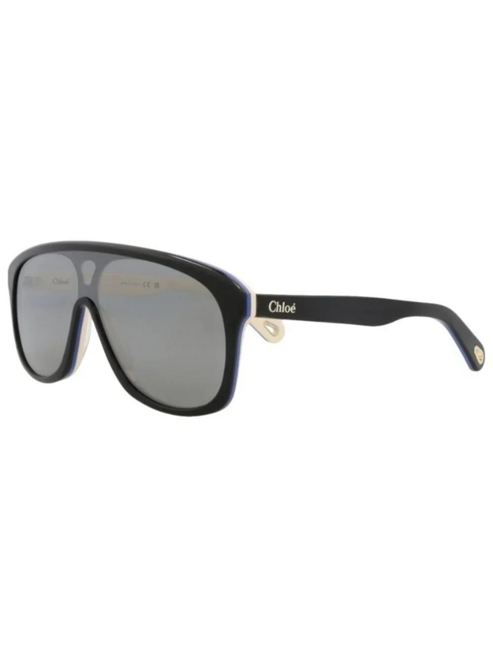 New Chloé Womens Aviator Black Black Silver Fashion Designer Sunglasses