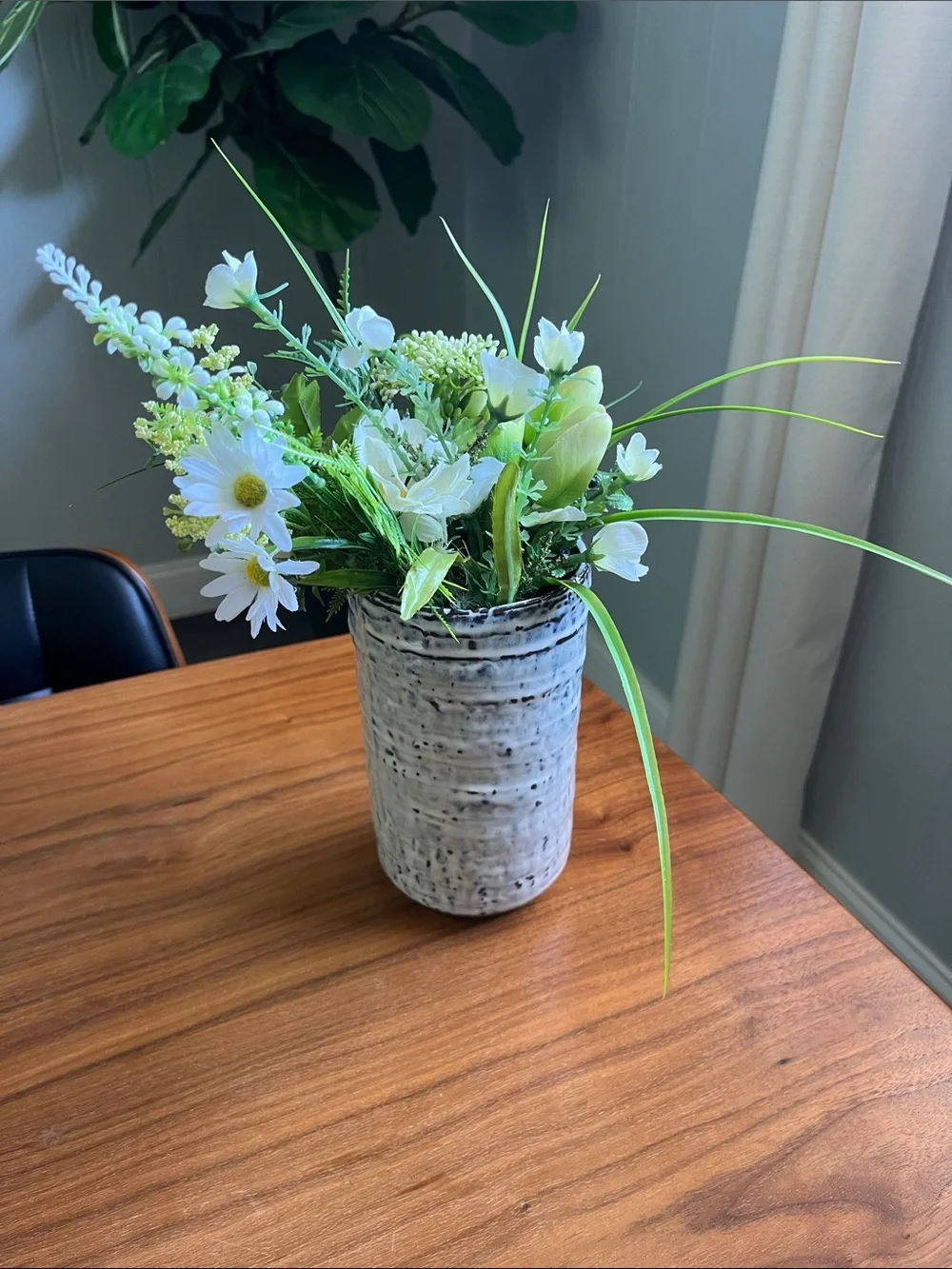 Blue and White Vase with Flowers