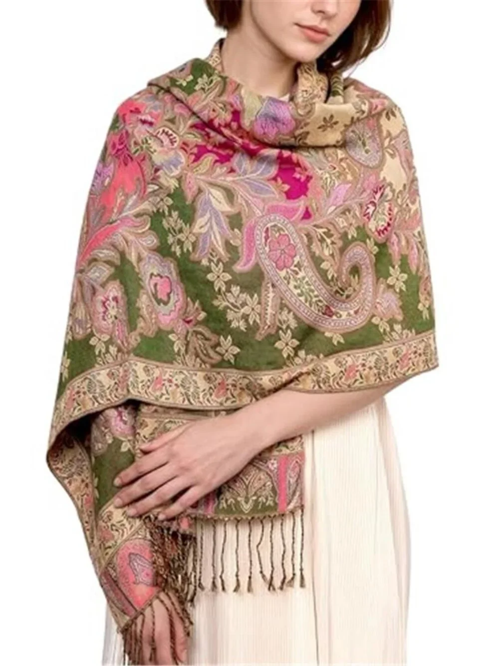Elegant Paisley Floral Pashmina Shawl and Wrap Boho Rave Scarf