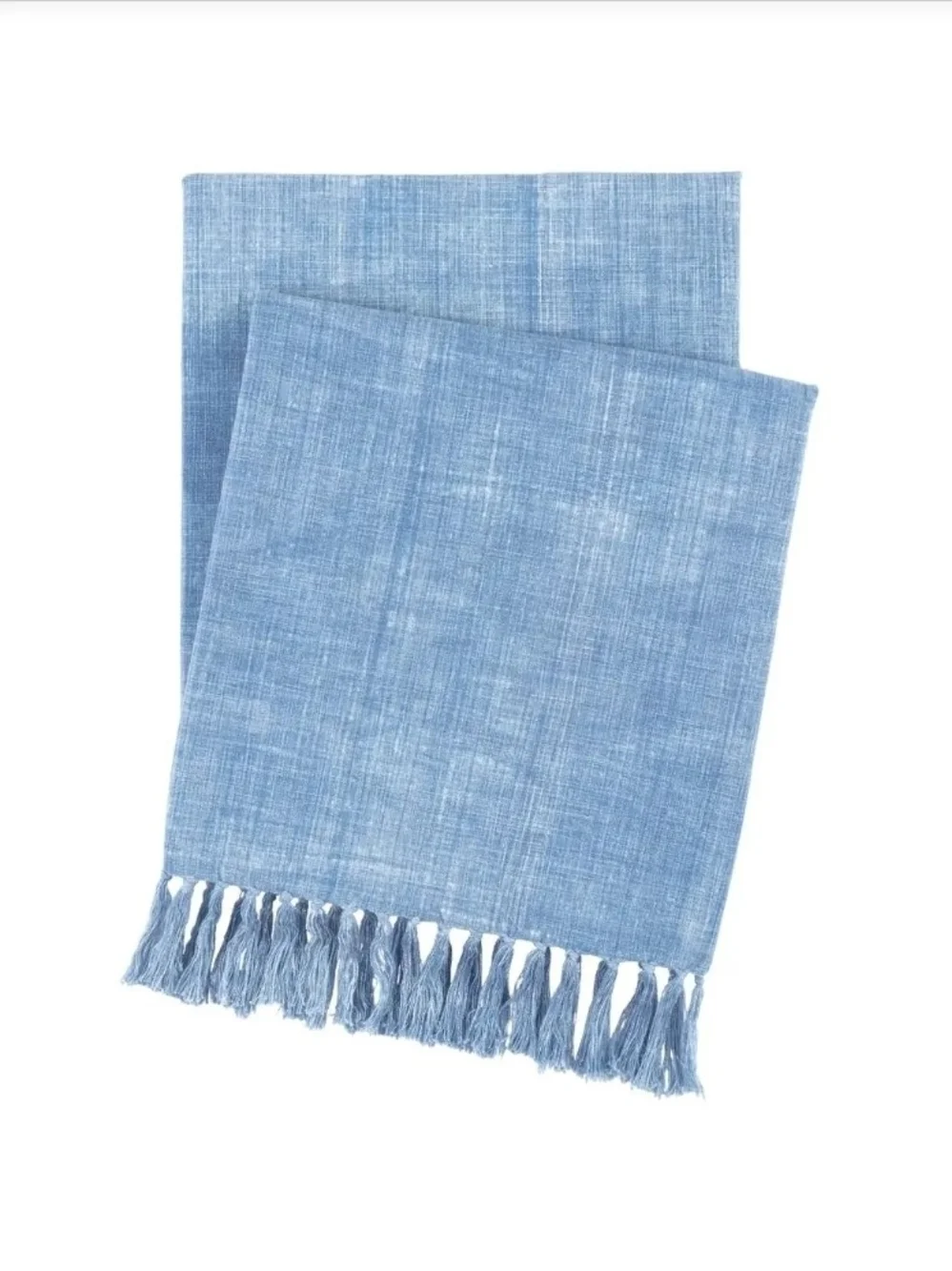 Cottagecore Anne Selke Light Blue Woven Throw Blanket with Fringe 50x70