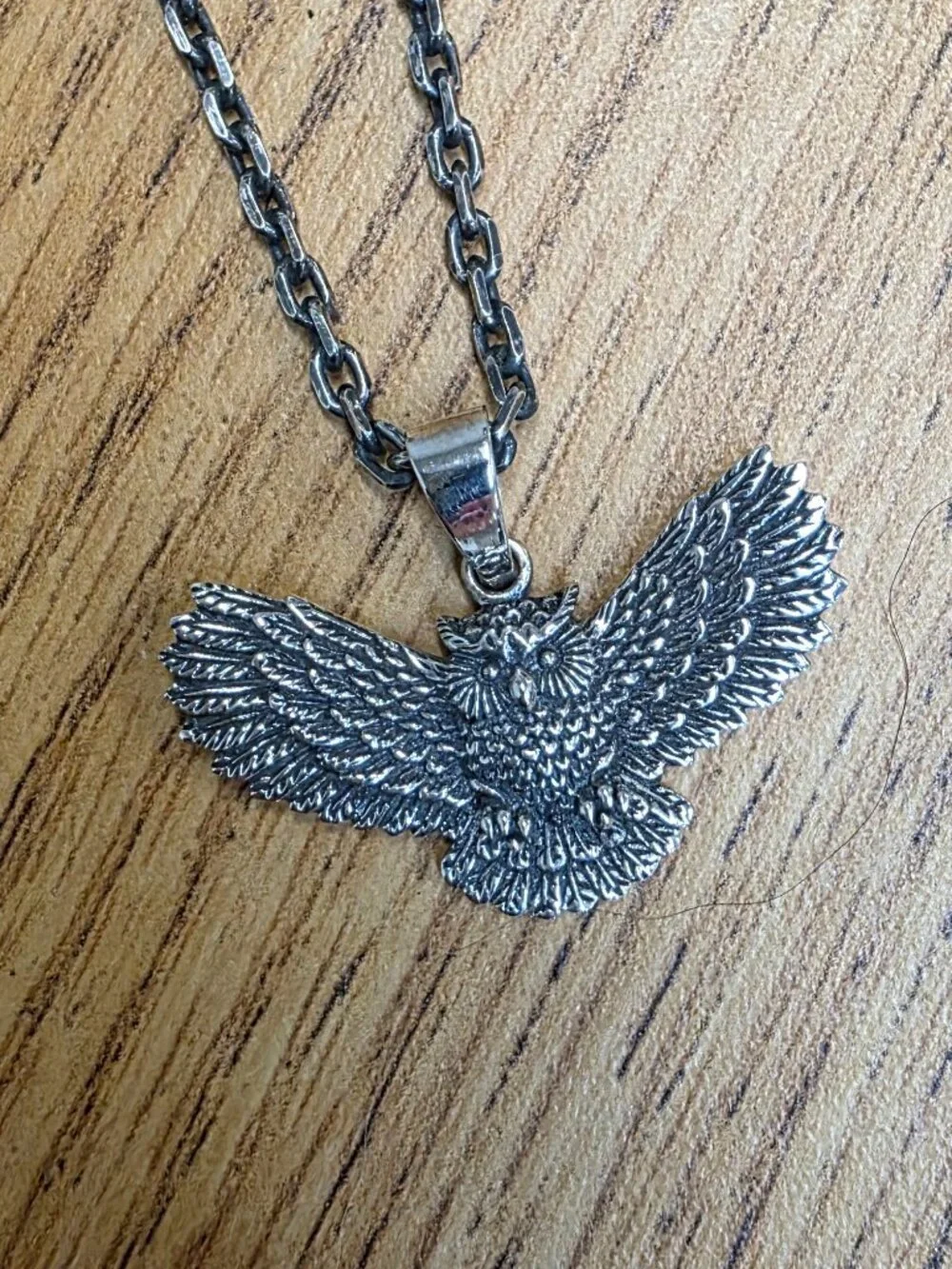 925 Sterling Silver Flying Owl Pendant 3mm 21” Chain Necklace