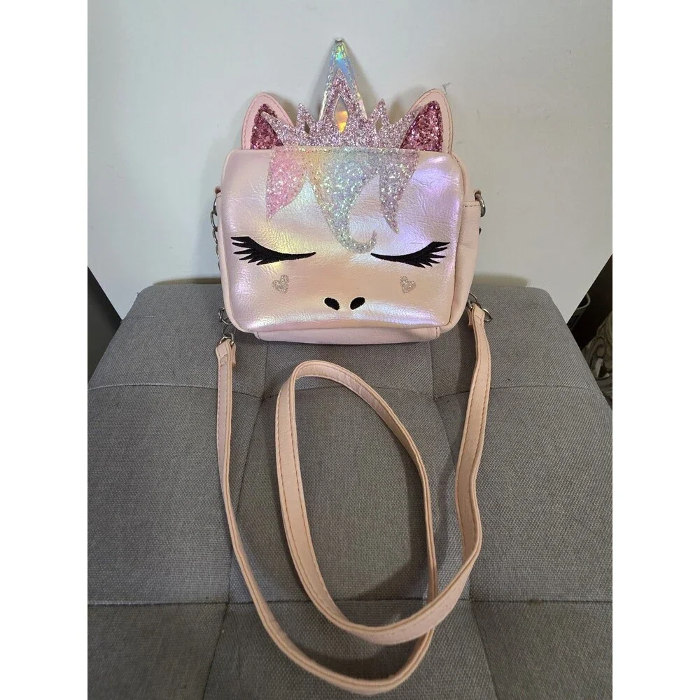 Adorable OMG! Pink Accessory MissGwen Unicorn Rainbow Glitter Crossbody Bag EuC