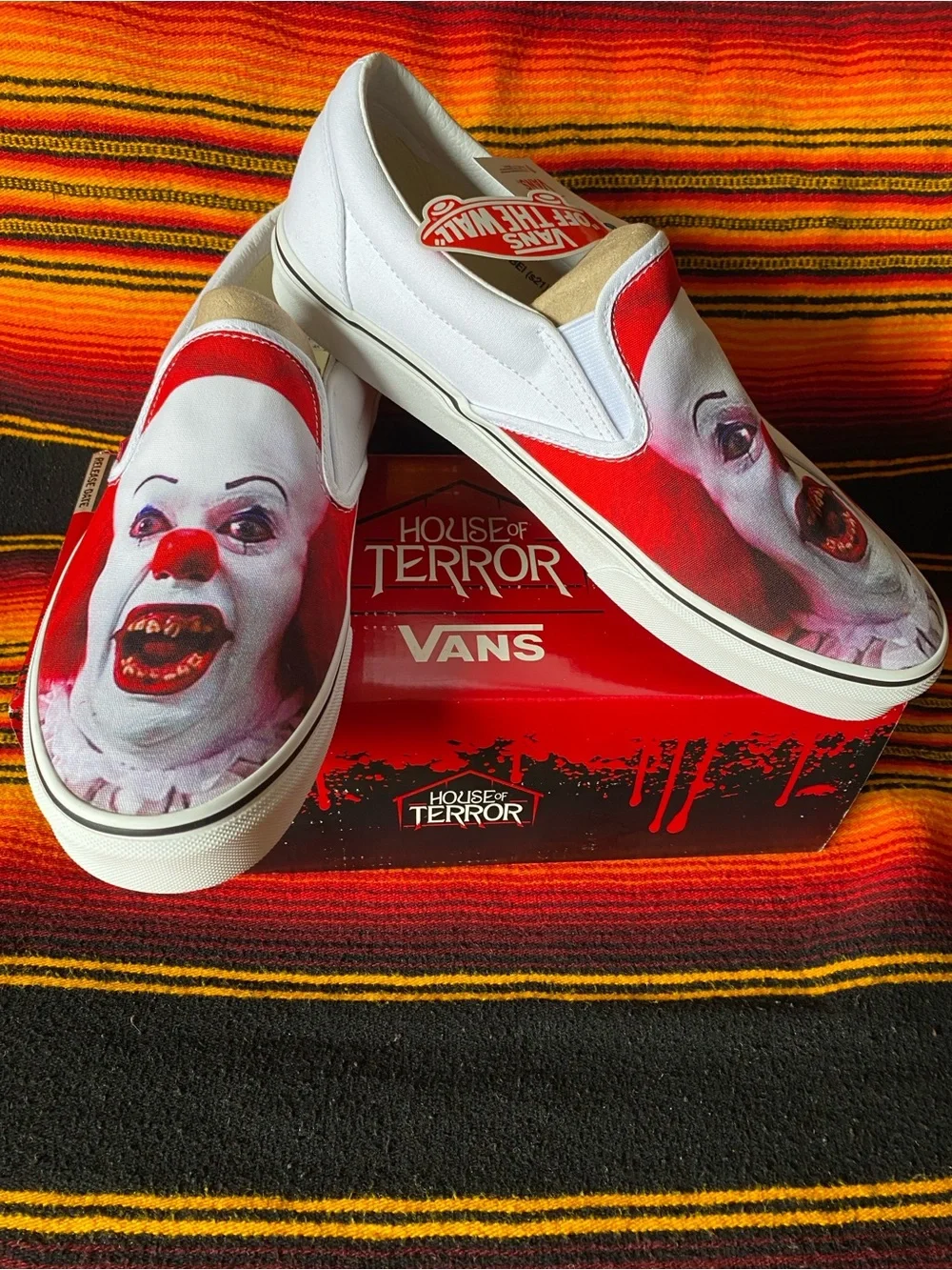 Vans IT Pennywise White & Red Slip-On 'House of Terror' Graphic Slip-On