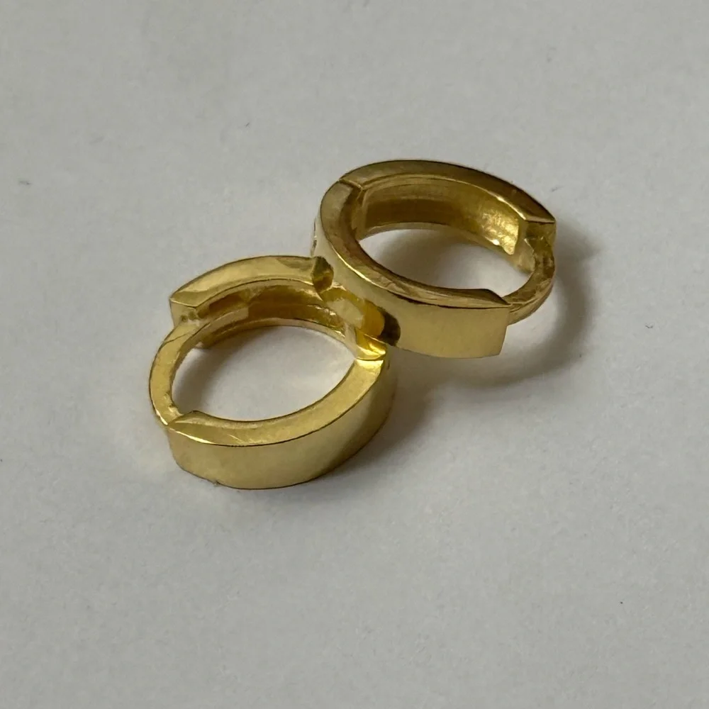 925 silver 3mm earrings round hoops 18K yellow gold plated Unisex