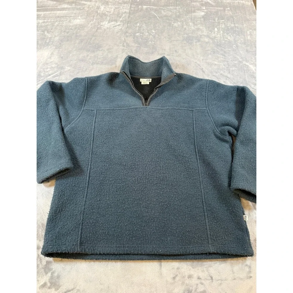 REI Men's L Blue Quarter Zip Fleece Pullover Sweater Made in Canada Italian
