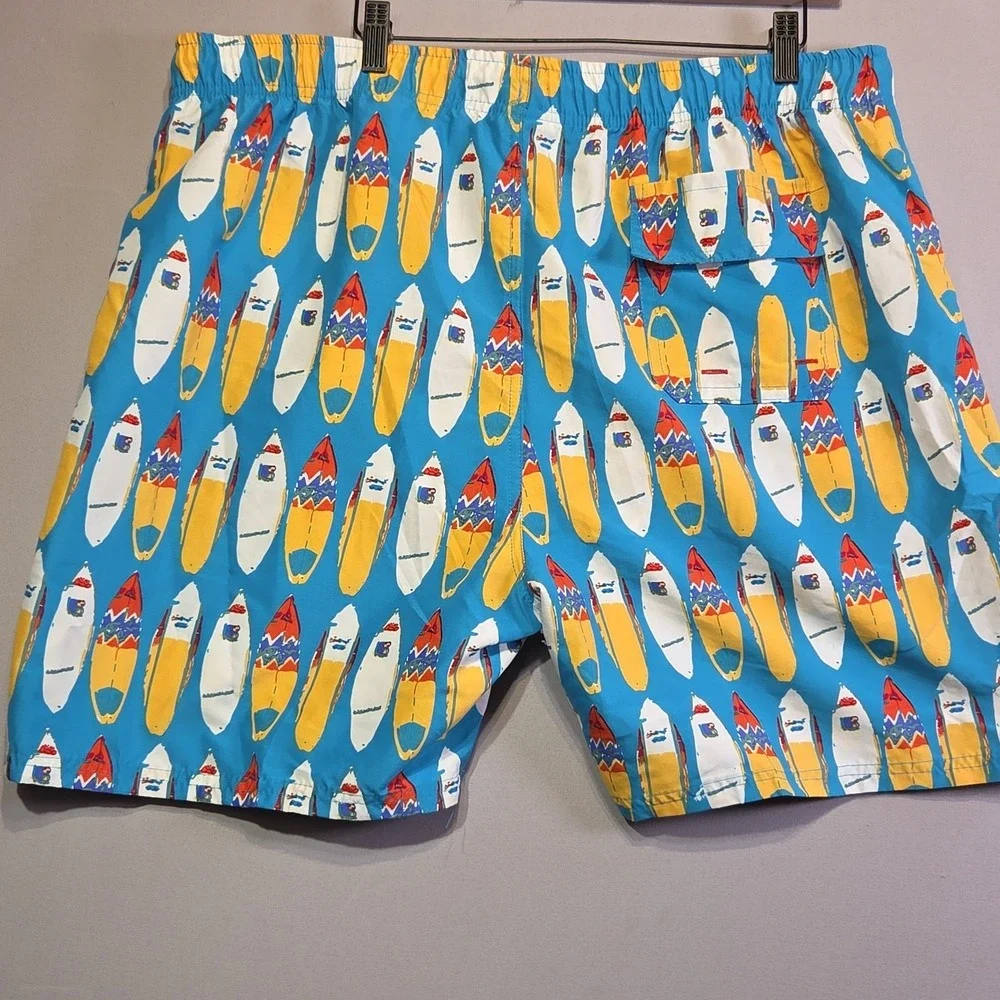 U.S. Polo Assn. Men's XXL Surfboard Print Swim Trunks Blue Mesh Lined Drawstring