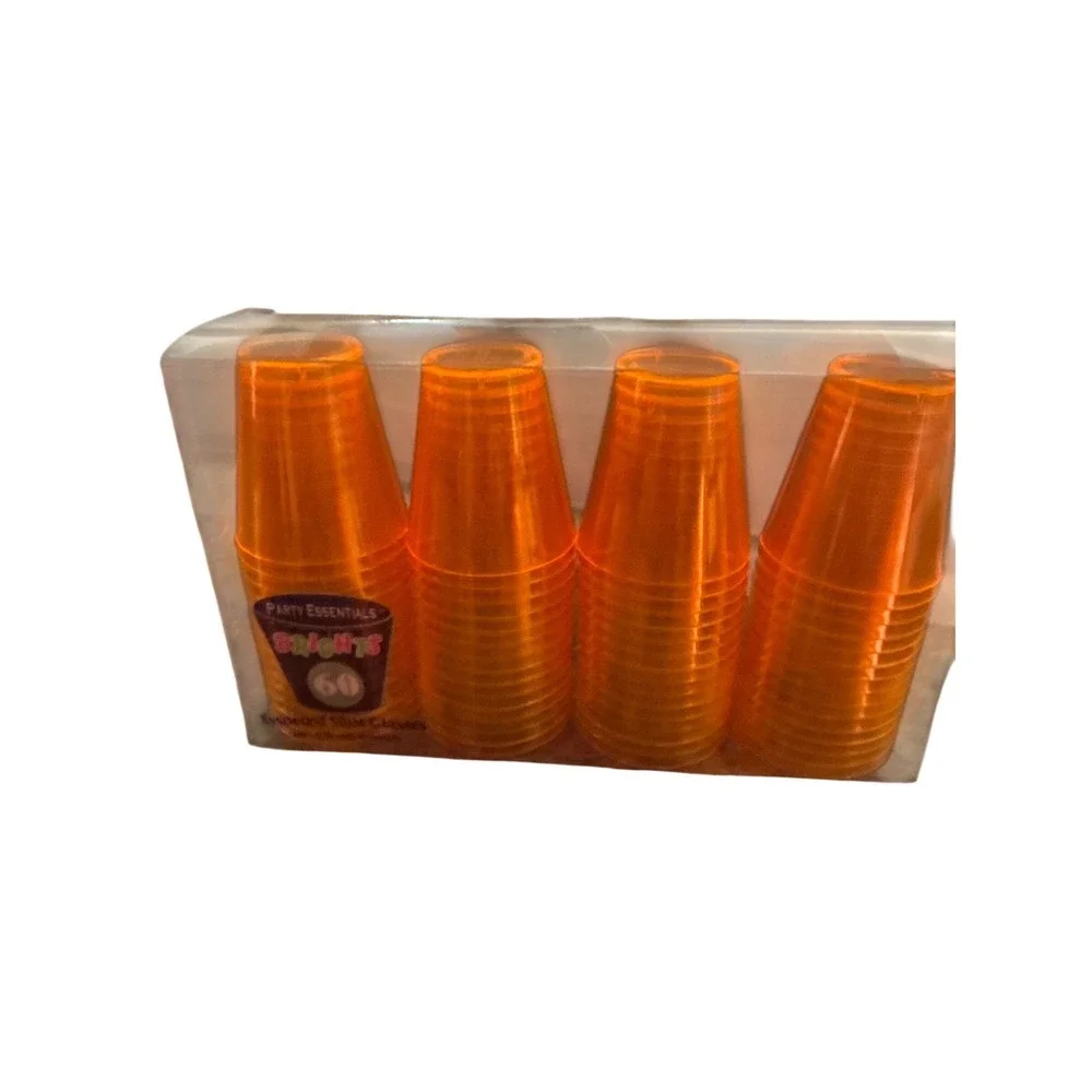 Party Essentials Brights Orange Plastic Shot Glasses 2oz‎ 60 Count N26087