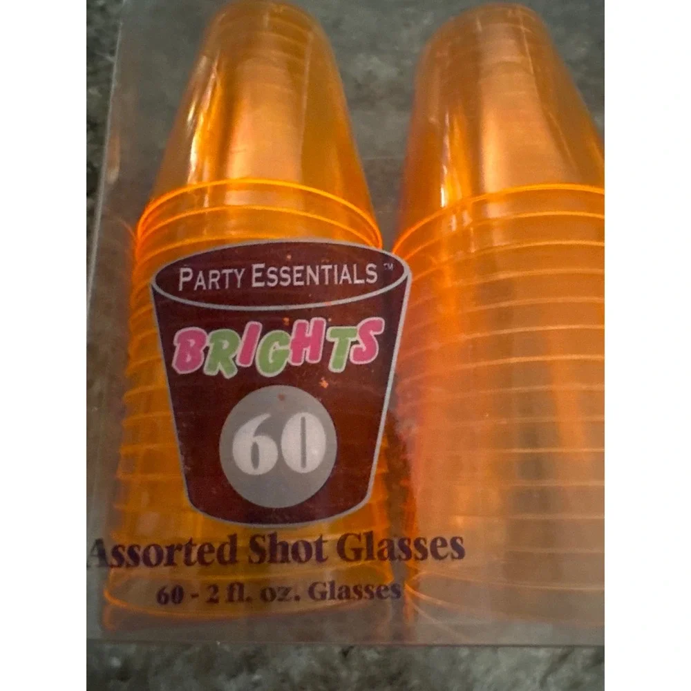 Party Essentials Brights Orange Plastic Shot Glasses 2oz‎ 60 Count N26087