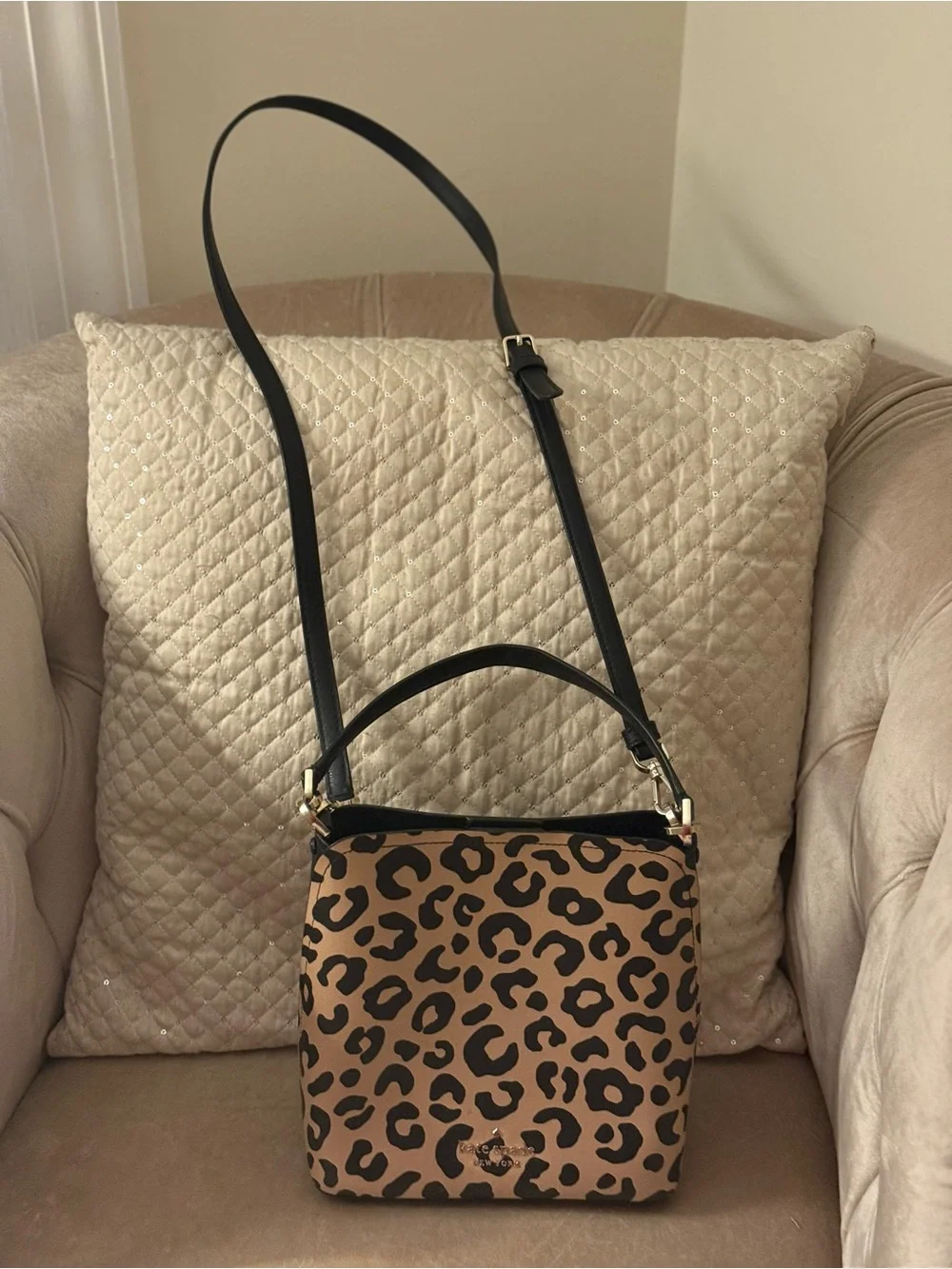 kate spade Leopard Print Crossbody in Brown and Black with Gold Hardware