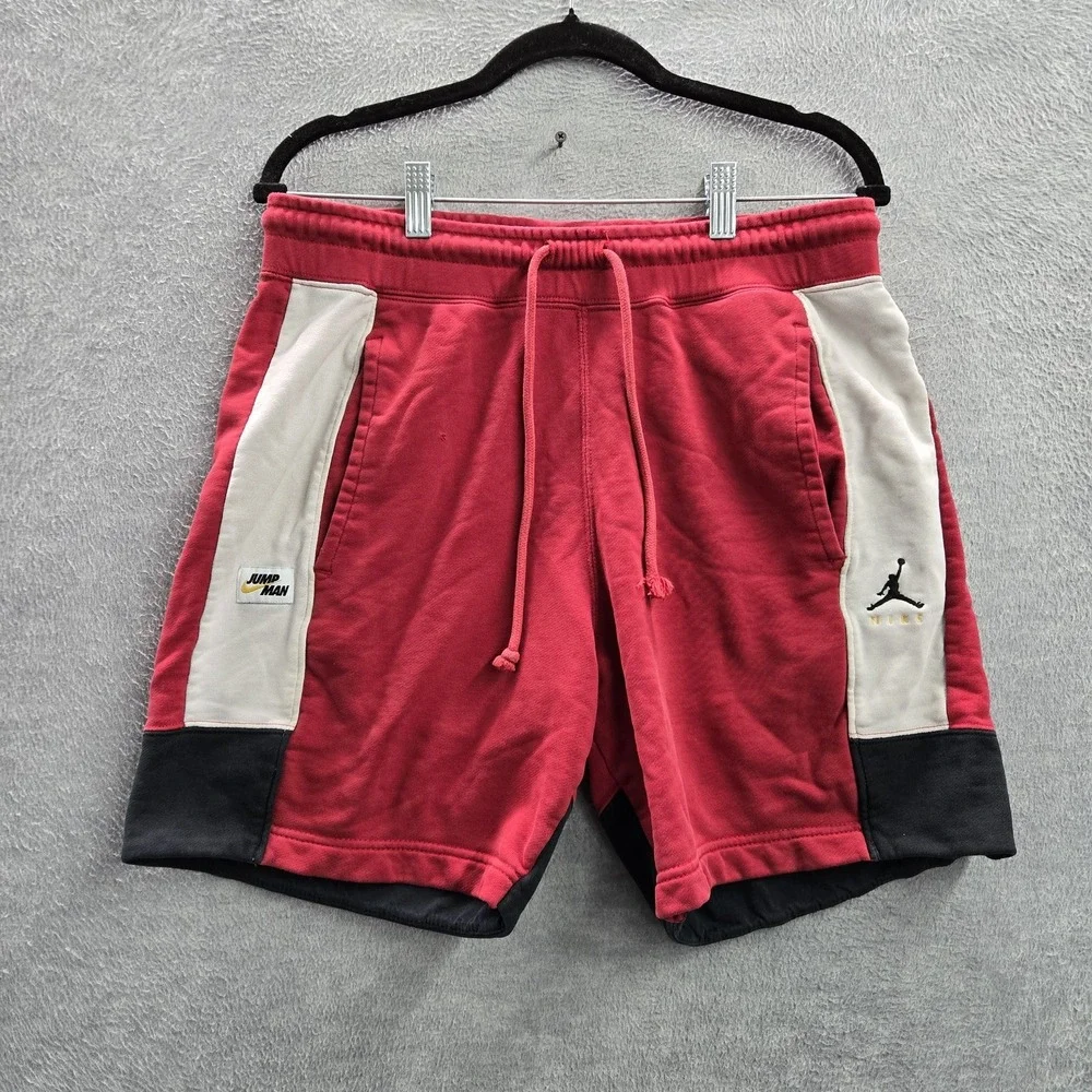 Jordan Men Activewear Shorts M Red Jumpman Embroidery Sweat Colorblock 8