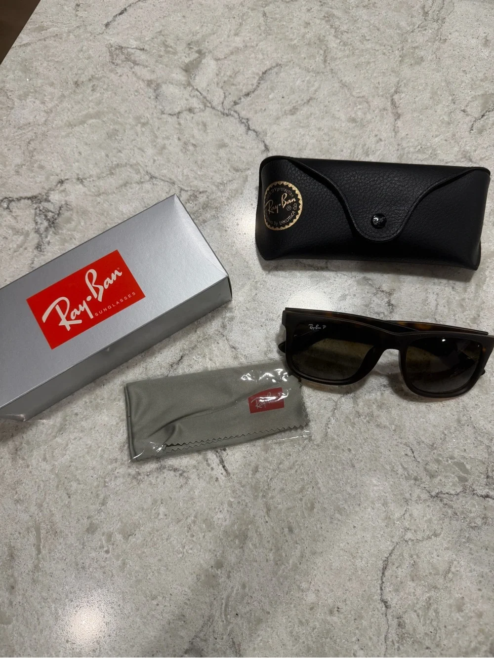 Ray-Ban Men’s Justin Polarized Tortoiseshell Square Sunglasses - Brown Lenses