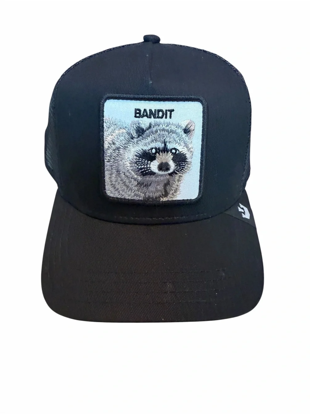 Raccoon Bandit Goorin Bros The Farm Black Trucker Hat NWT