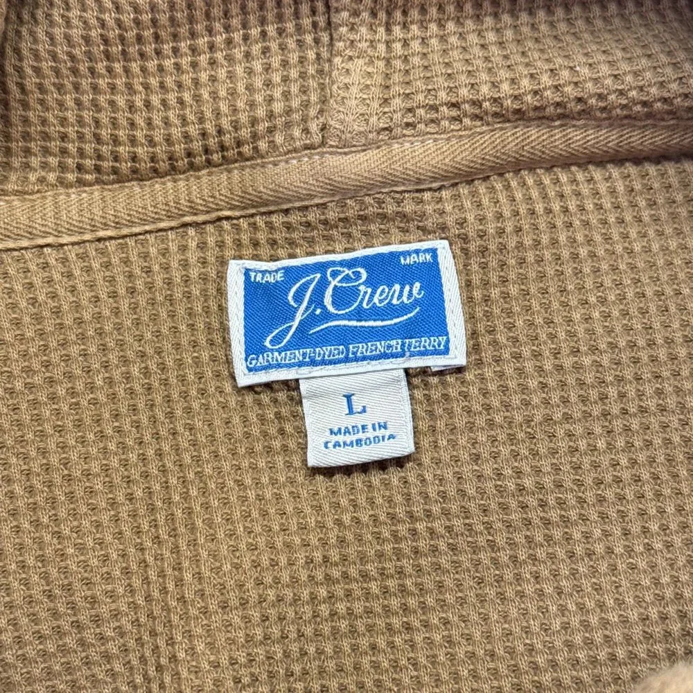 J. Crew Garment Dyed Waffle Lined French Terry Golden Yellow Hoodie Mens L *READ