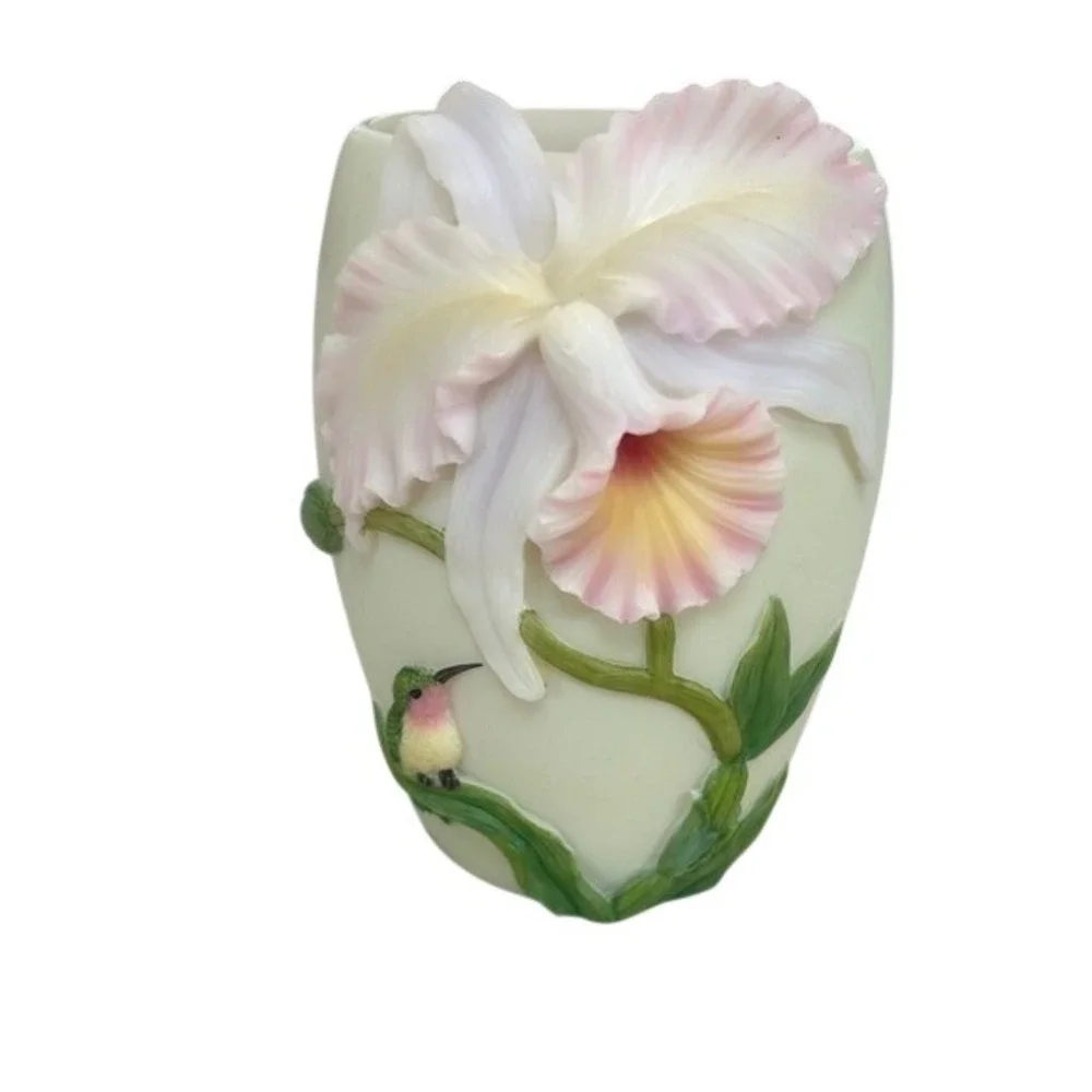 Floral Orchid‎ and Hummingbird 3D Accent Lamp Night Light Warm Glow Pink Green