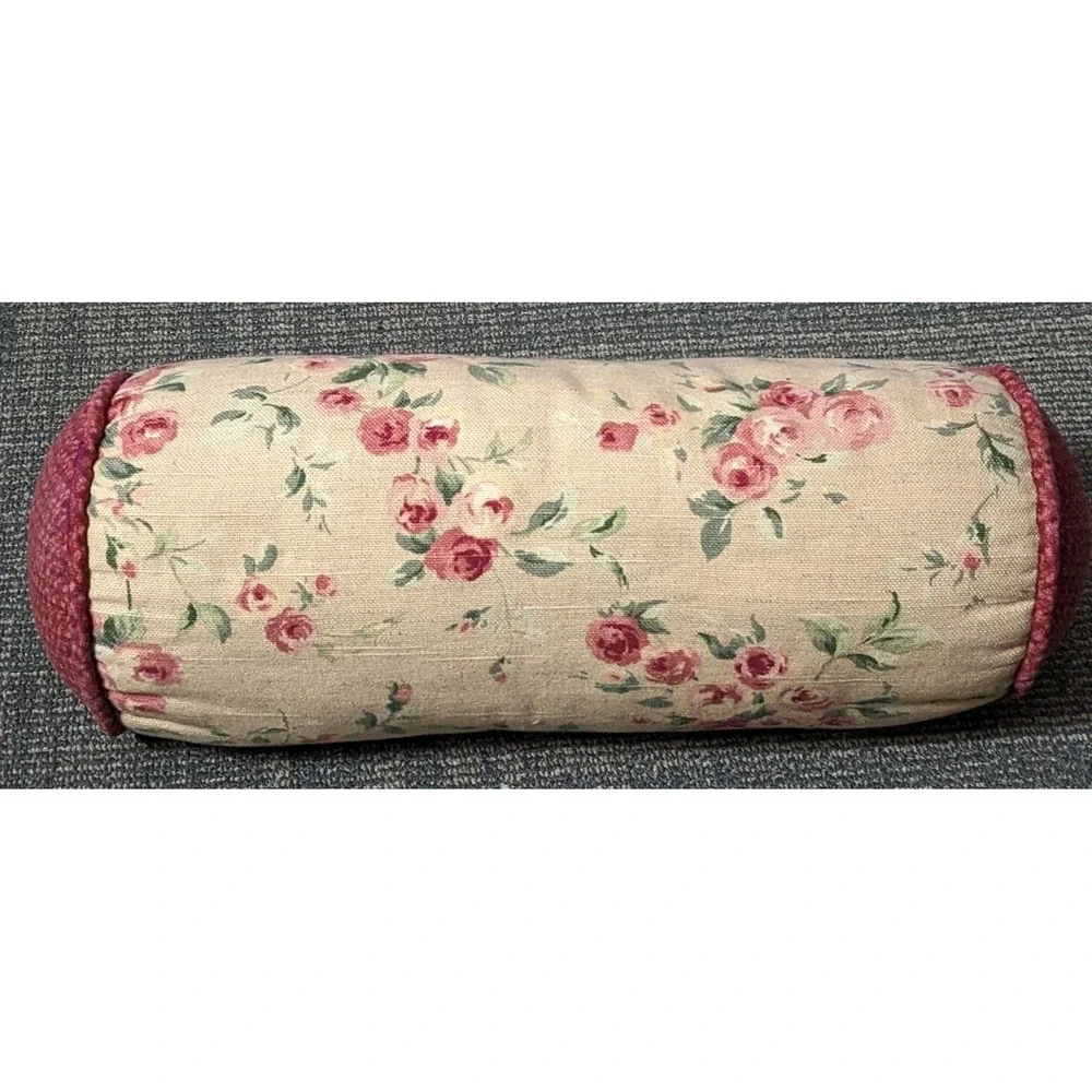 Soft Impressions Accent Pillow Roll Roses Shabby Chic Farmhouse Country Cylinder
