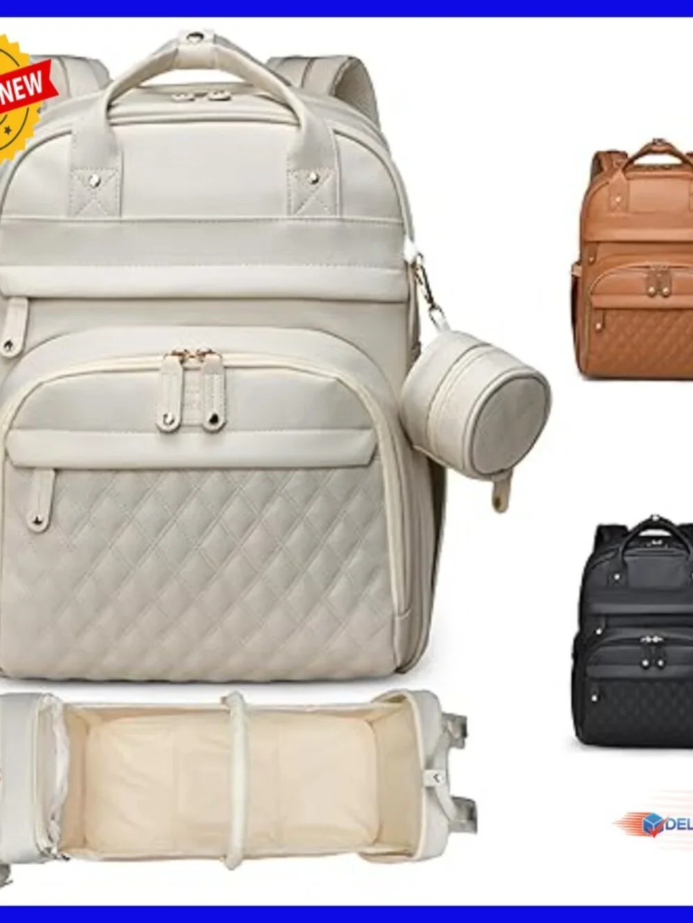 Large Capacity Waterproof Diaper Backpack with Changing Station