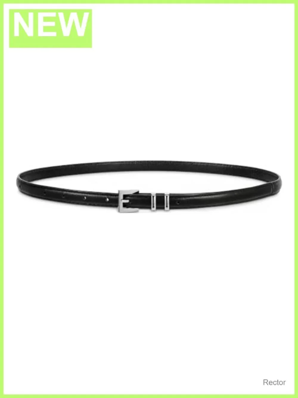Women's PU Leather Skinny Belt with Silver Buckle, Adjustable