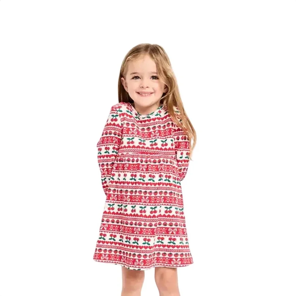 Old Navy Toddler Girls Red  Waffle‎ Knit Strawberry Cherry Heart Dress 2T NWT
