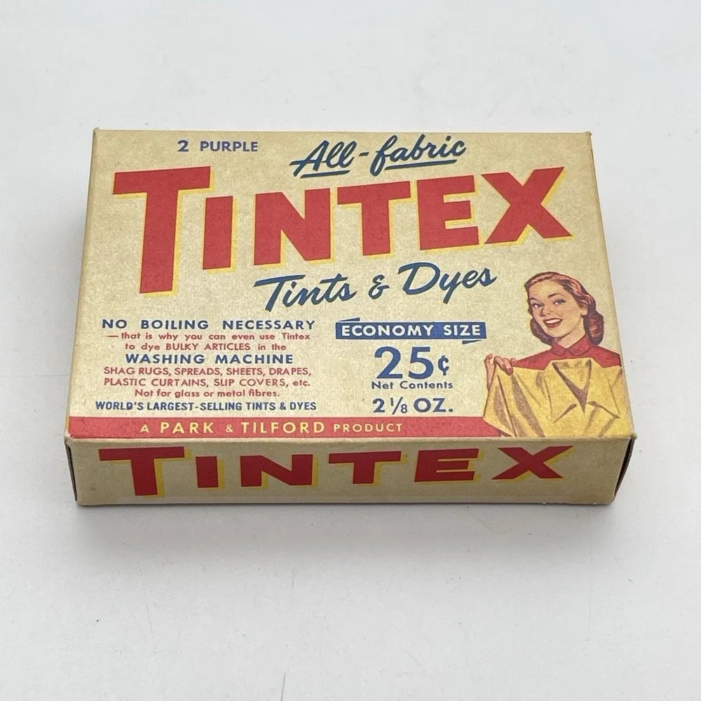 Vintage 1940s Tintex All Fabric Dye 2 Purple Economy‎ Size NOS Unopened