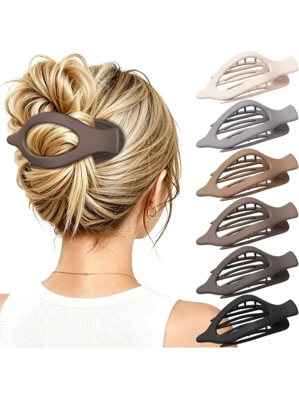 6 PCS Large Flat Hair Clips for Women - Non-Slip Duckbill Claw Clips for All