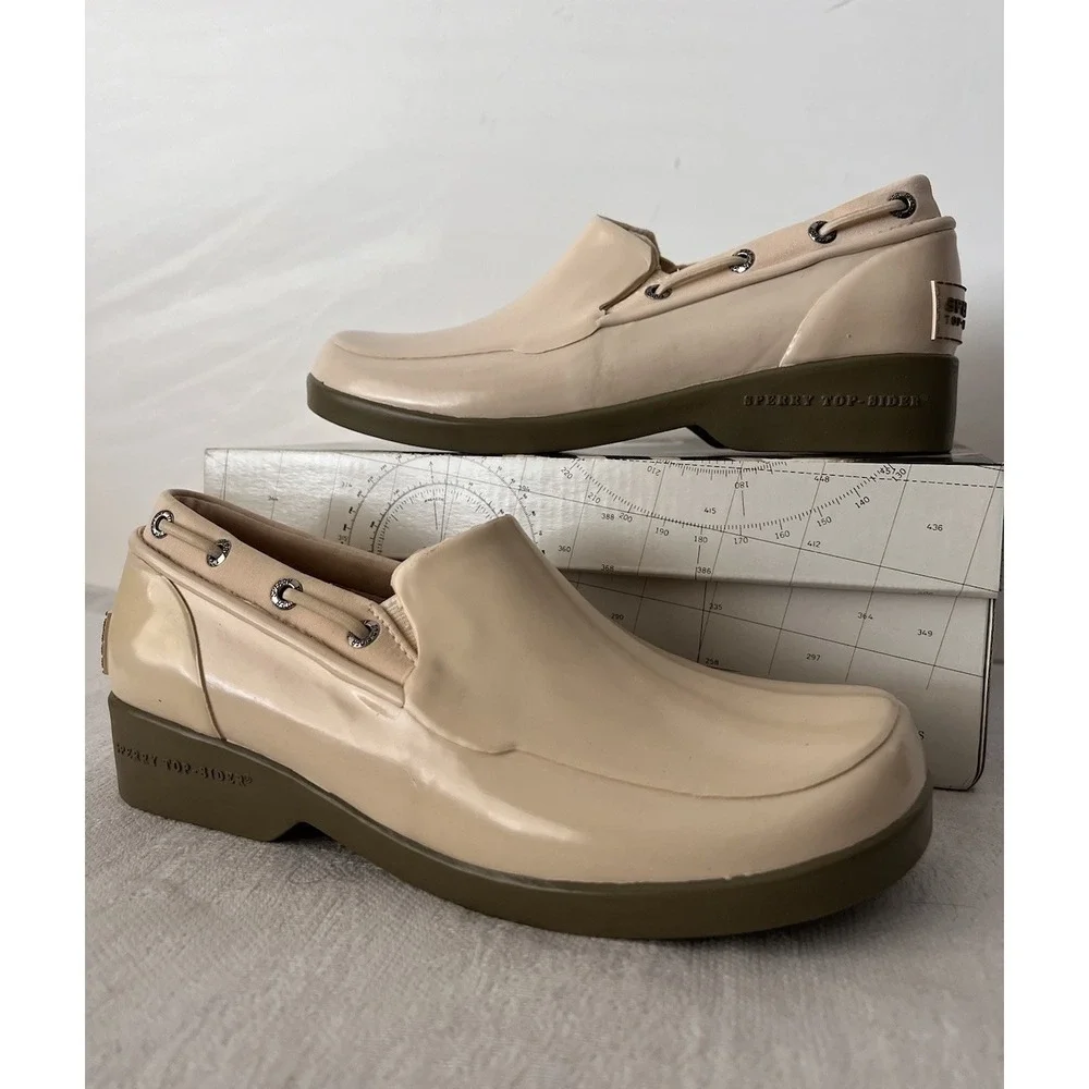 Sperry GET WET‎ Boat Deck Shoes Women 6M Cream Rubber Clogs 9239849 NEW BOX Vtg