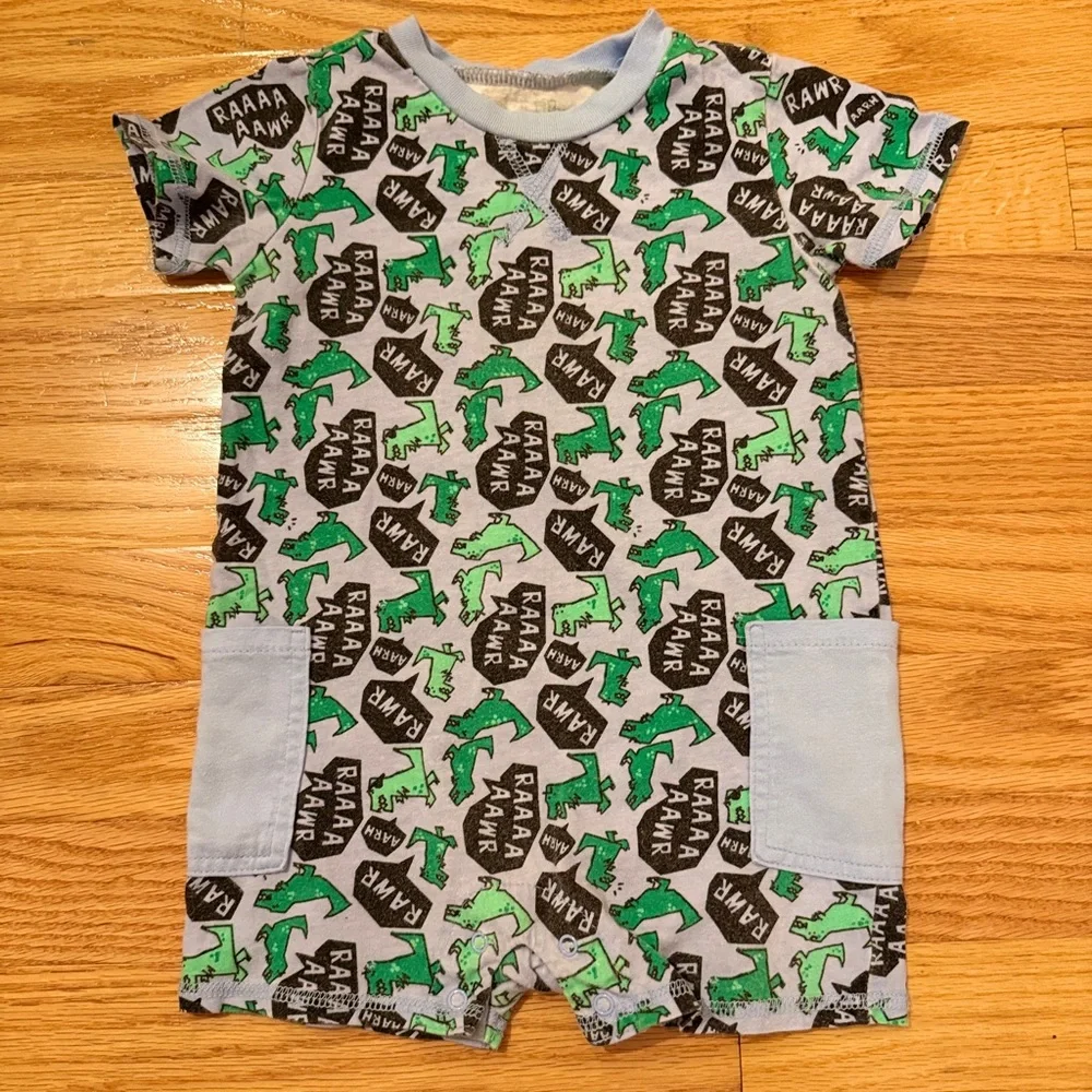 Okie Dokie Blue Dinosaur Baby Romper