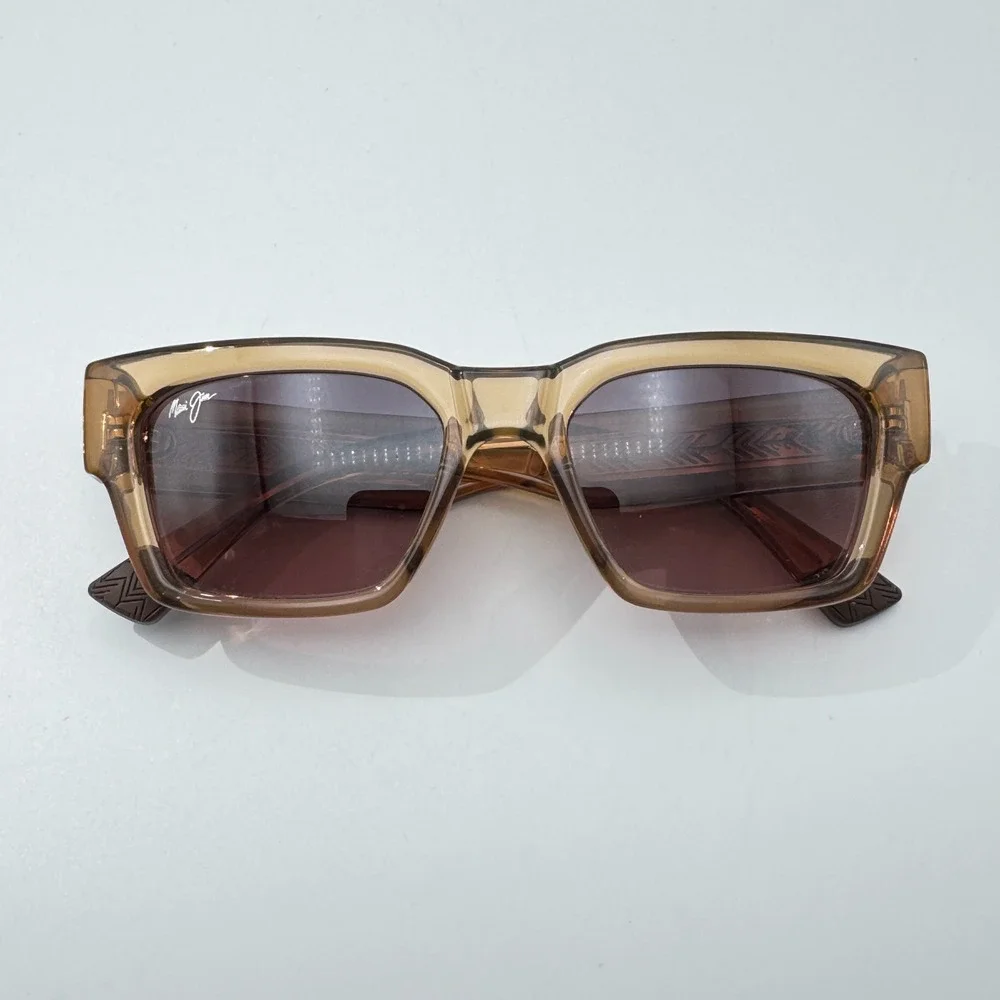 Maui Jim Sunglasses Kenui STG-SG MJ642-01 Transparent Tan Frame Polarized 53mm