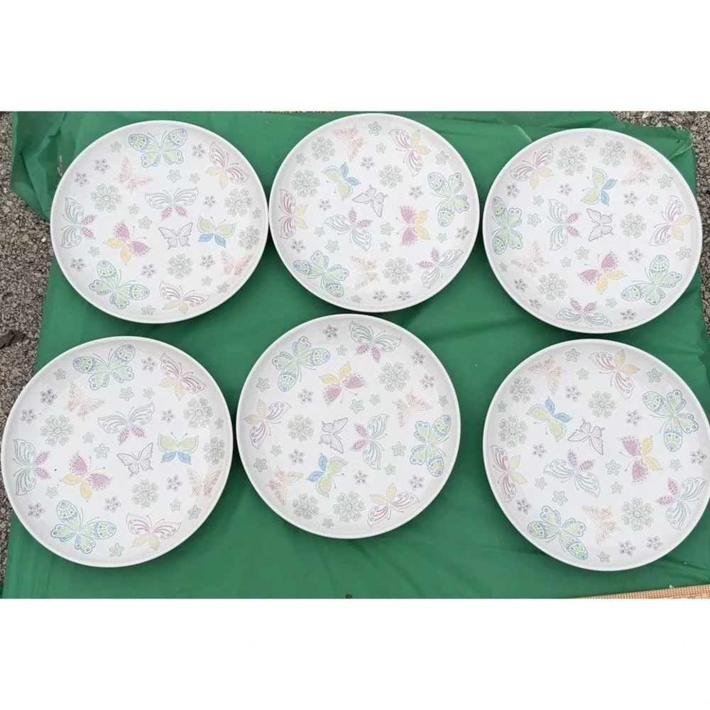 Temp-tations by Tara Butterfly‎ Floral Dinner Plates Set of 6 Ceramic 11