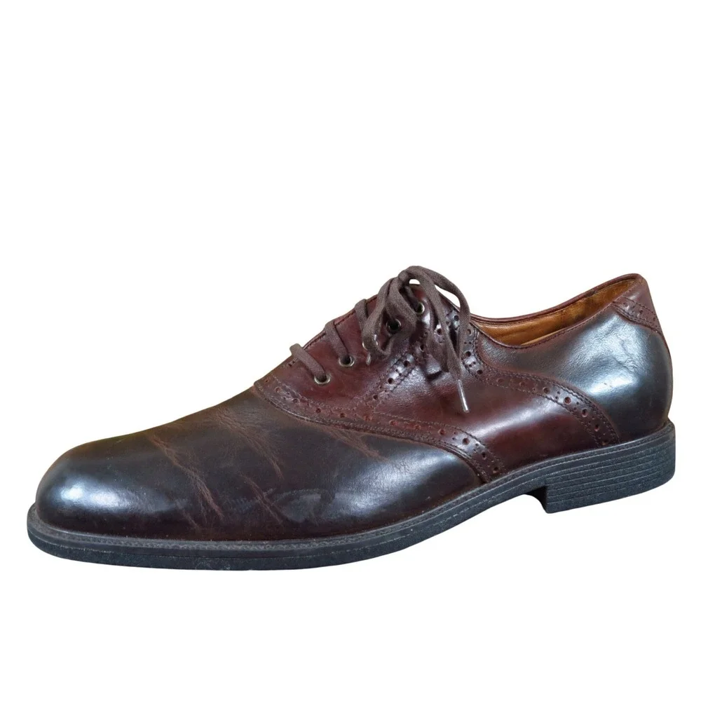 Johnston Murphy XC4 Mens Saddle Oxford Shoes Size 14 Brown Leather Lace Up Dress