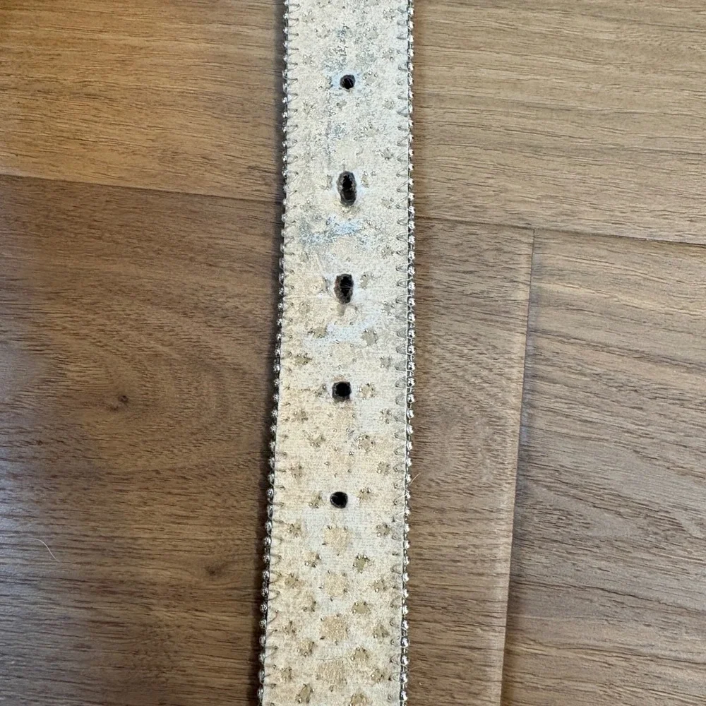 Vtg Y2K B.B. Simon Belt L Calf Hair Crystal Stud Western Buckle L1837 Bling 39