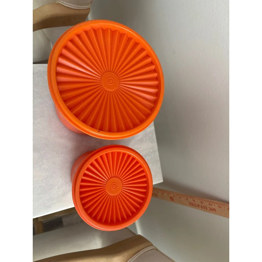 Tupperware 1970s lid brown