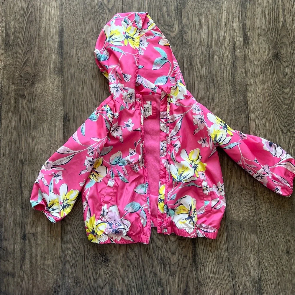 Gap Pink Floral Raincoat - Size 2