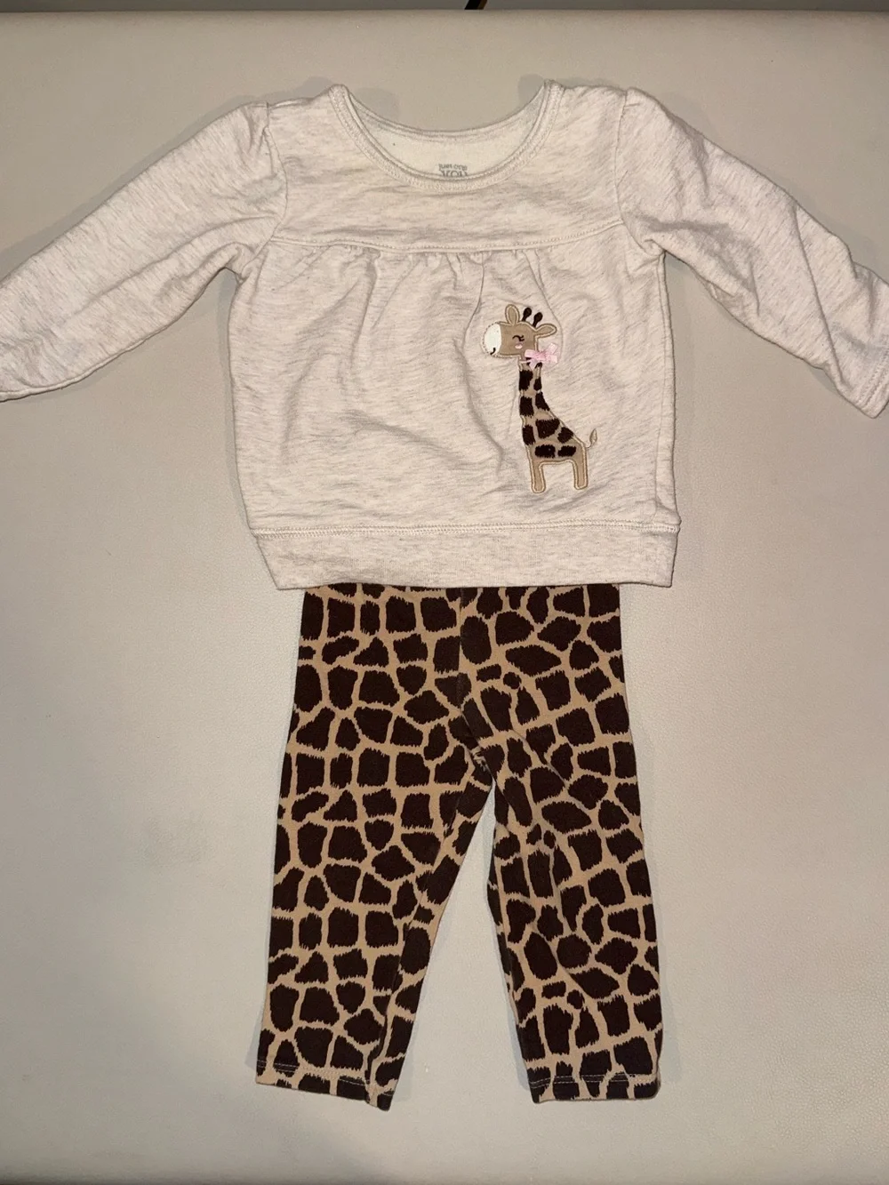 Carter's Cream Top & Brown Giraffe-Print Leggings Matching Set