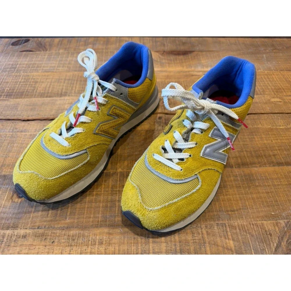 Size 10- New Balance 574 Legacy Bodega International Arrival EUC Blue Yellow‎